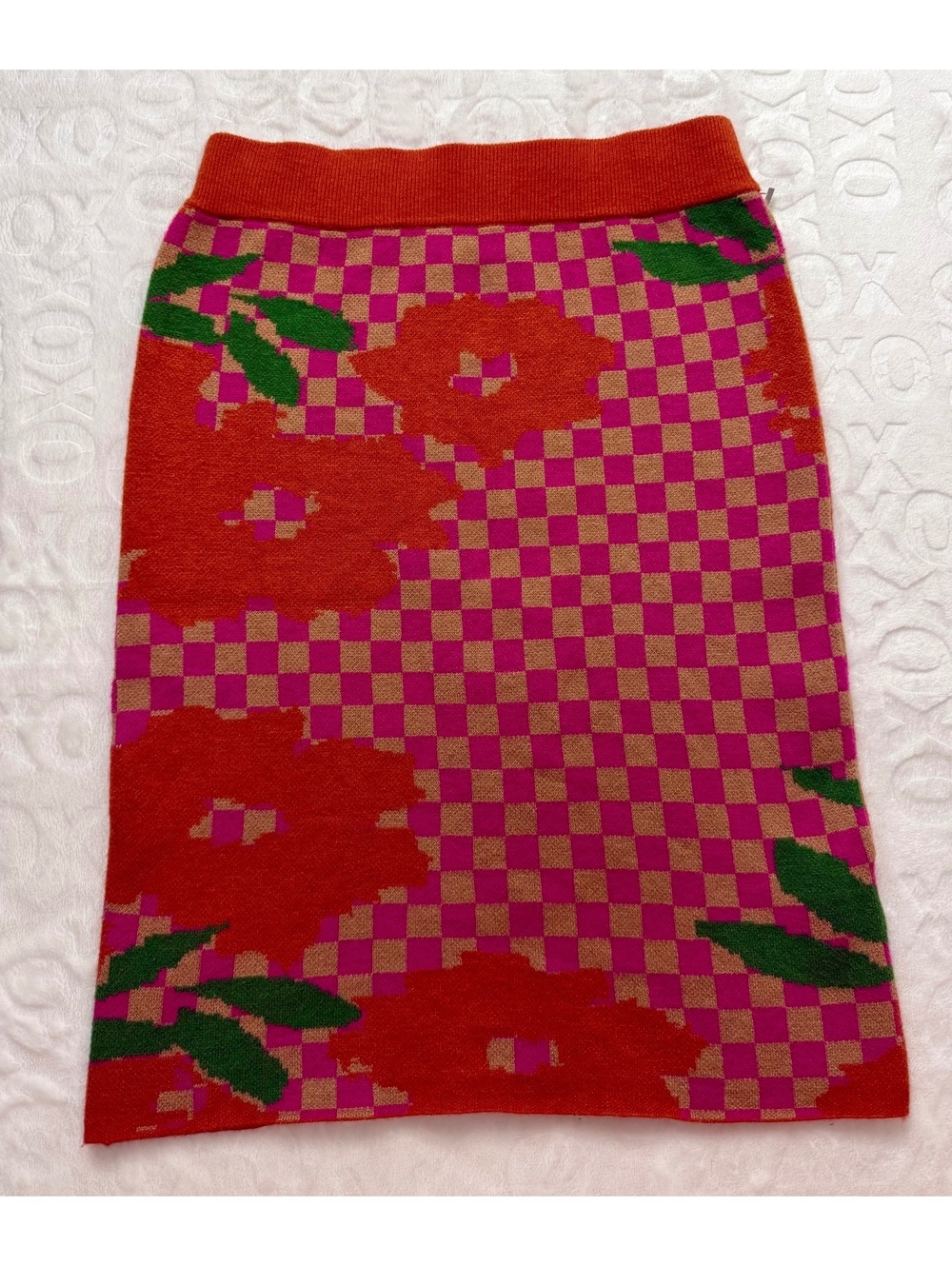 Anthropologie Floral Checkered Knit Midi Skirt Size US 4 [COPY] [COPY]